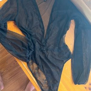 Black Lace Body Suit: Size Medium